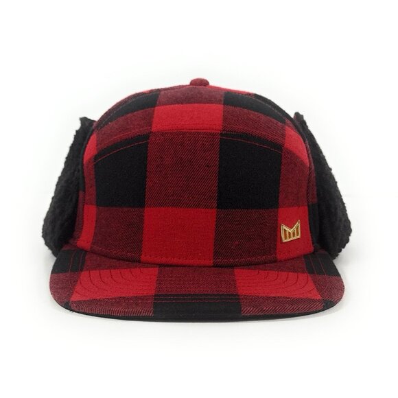 Melin Thermal Lumberjack Strapback Hat Red Black Ear Flap Warm Winter - Picture 2 of 11